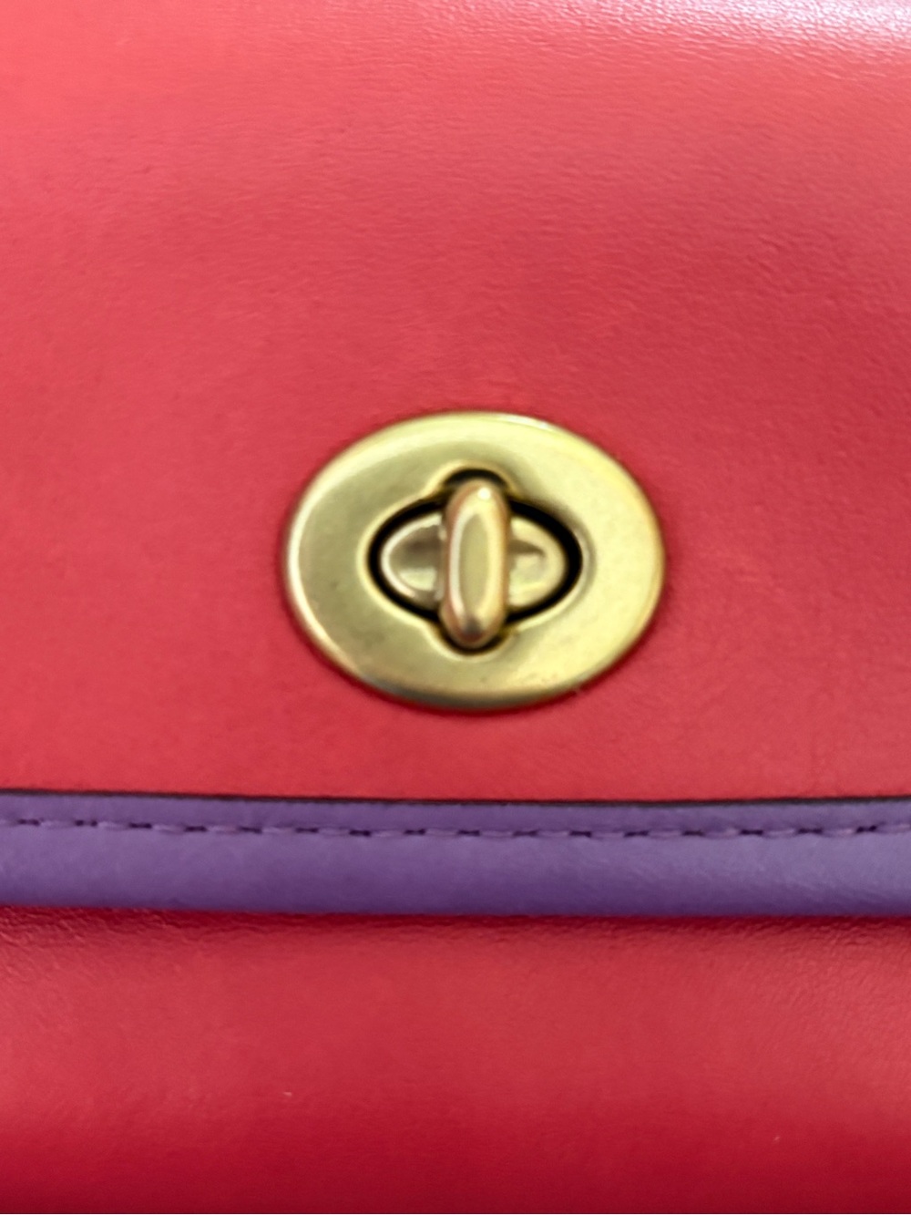 Coach Turnlock Flare Belt Bag Style 316 Red & Lilac Colorblock Leather Crossbody - Picture 13 of 14